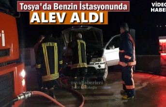 Tosya'da Akaryakıt İstasyonunda Araç Yangını