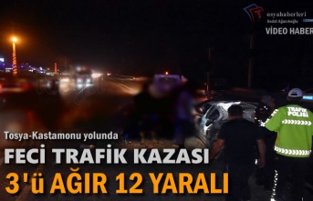 TOSYA-KASTAMONU YOLU TRAFİK KAZASI 3'Ü AĞIR 12 YARALI